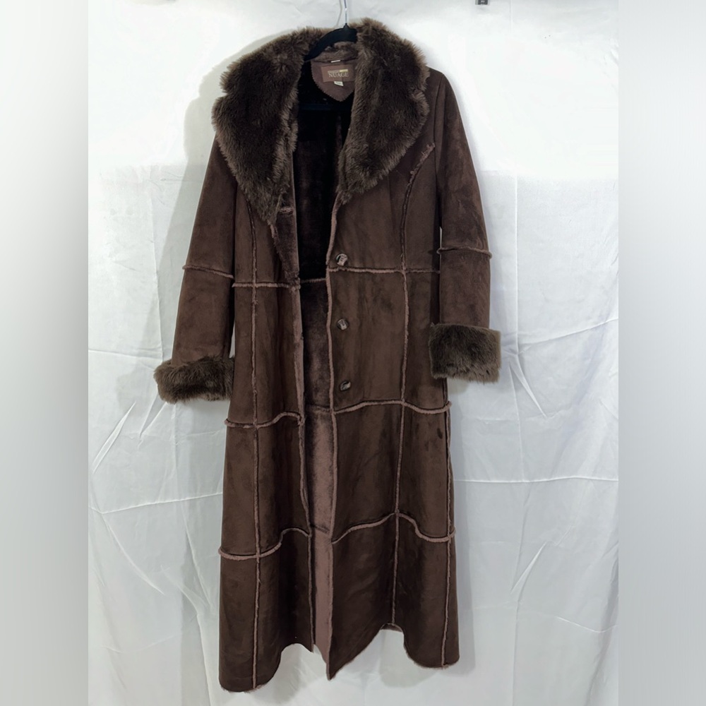 Vintage Suede Seamed Maxi Coat, Long, Nuage collection, Brown, Fur. Worn once.